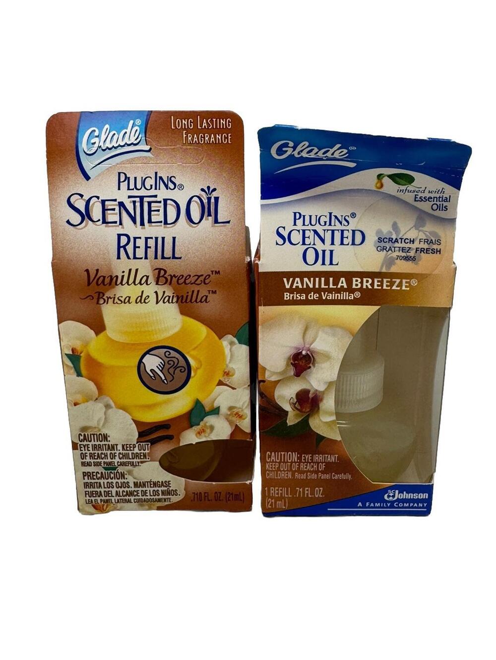 (2) Glade PlugIns Plug In Scented Oil Refill Vanilla Breeze Discontinued 2003